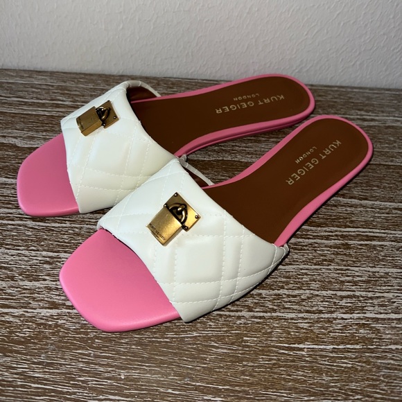 Kurt Geiger Lock Leather Slides Sandals 40 - Picture 1 of 3